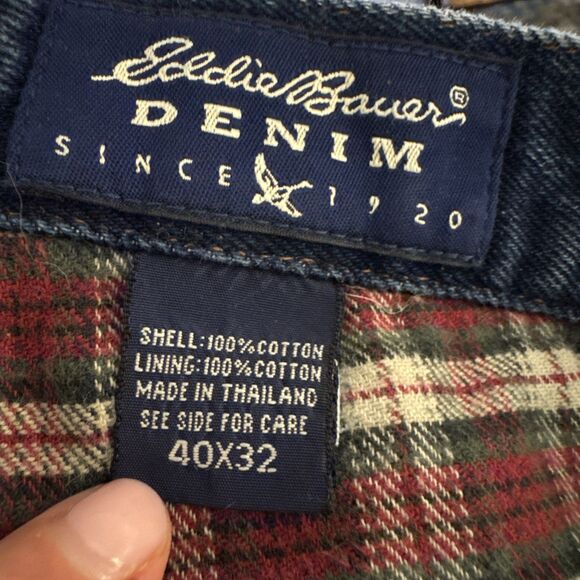 Eddie Bauer Jeans Flannel Lined Men’s Work Barn Casual Outdoor Cotton 40 X 32 - Picture 2 of 6